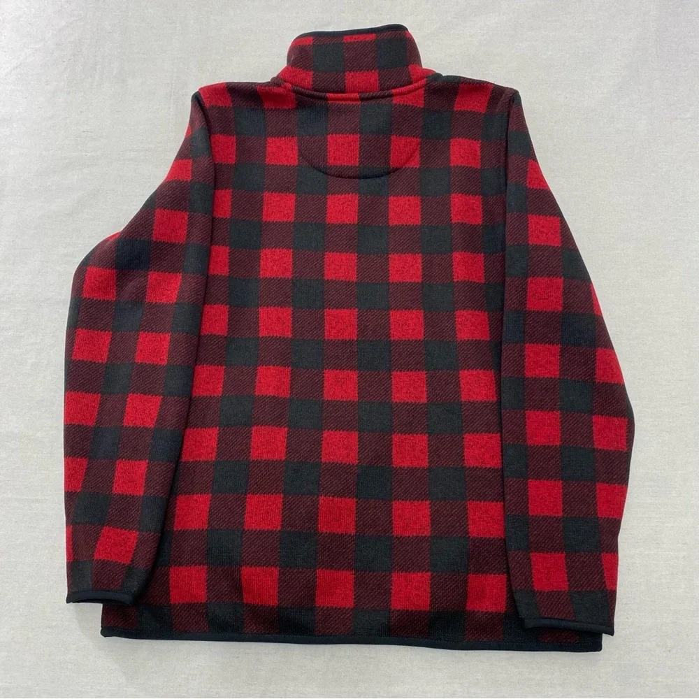 LL Bean Snap Fleece Sweater Women's Pullover Buffalo Plaid Size Large 500757 EUC - Picture 6 of 9